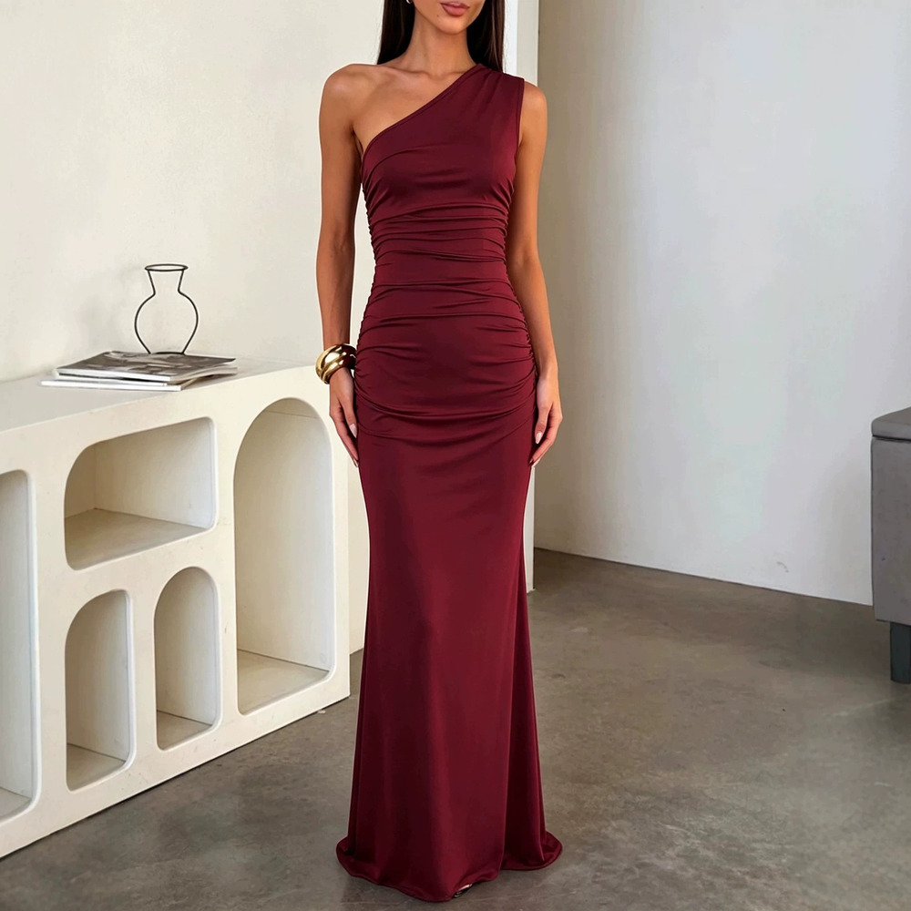 Zara One Shoulder Ruffled Mermaid Bodycon Party Dress with Back Tie Open